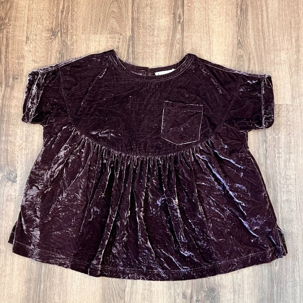We the Free Moon City Velvet Babydoll Mini Dress Tunic Plum Raisin Sz M - Picture 6 of 10